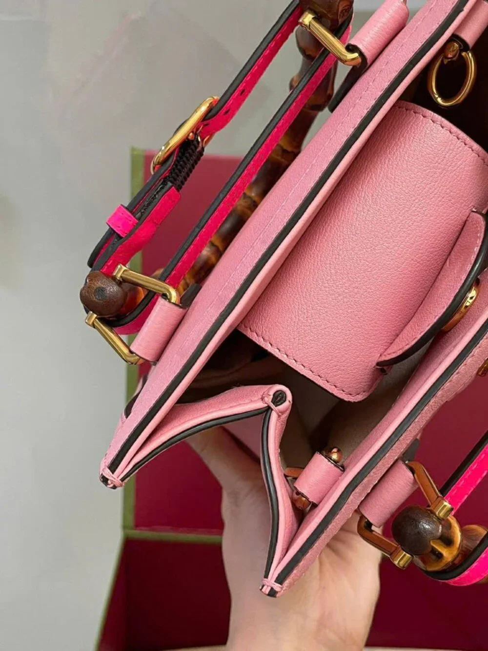 GUCCI Wonka Grain Calfskin Mini Diana Tote Bag Pink - Picture 12 of 16